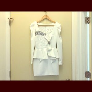 One piece, stretch, white suit.